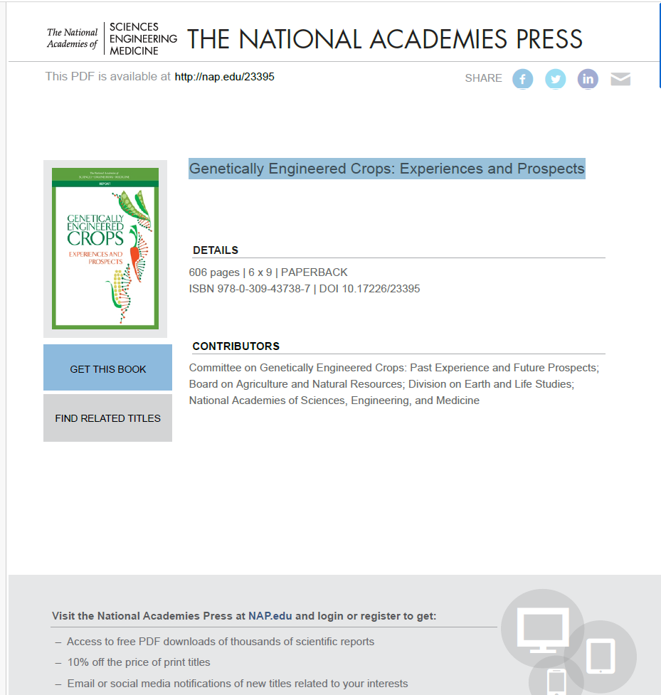 Genetically Engineered Crops: Experiences and Prospects